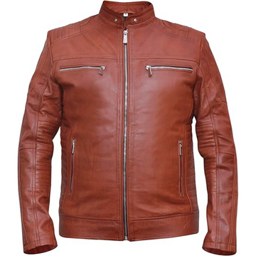 Men’s Brown Cafe Racer Leather Jacket