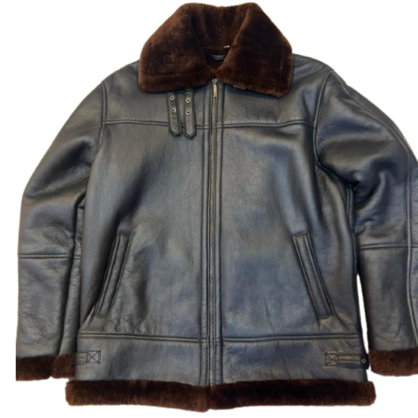 Men's Black Shearling Leather Jacket