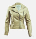 Women's Green Leather Biker Jacket