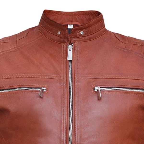 Men's Brown Cafe Racer Leather Jacket