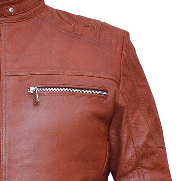 Men's Brown Cafe Racer Leather Jacket