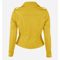 Women Yellow Quilted Stylish Premium Leather Jacket