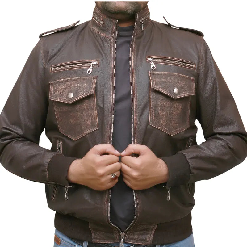 Brown Biker Leather Jacket