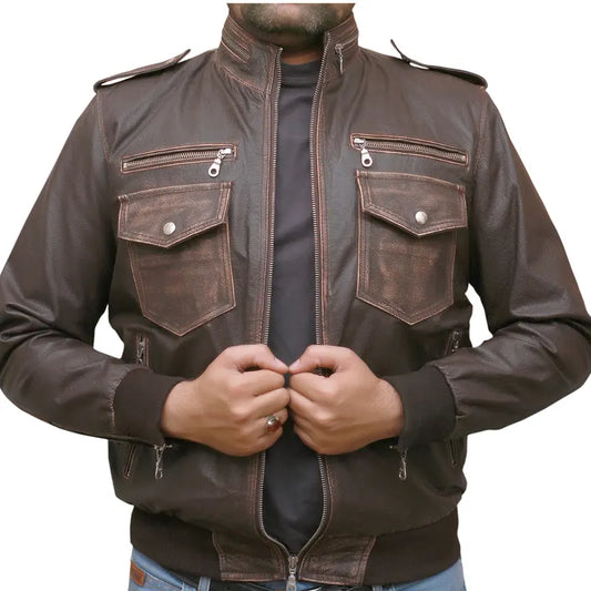 Brown Biker Leather Jacket