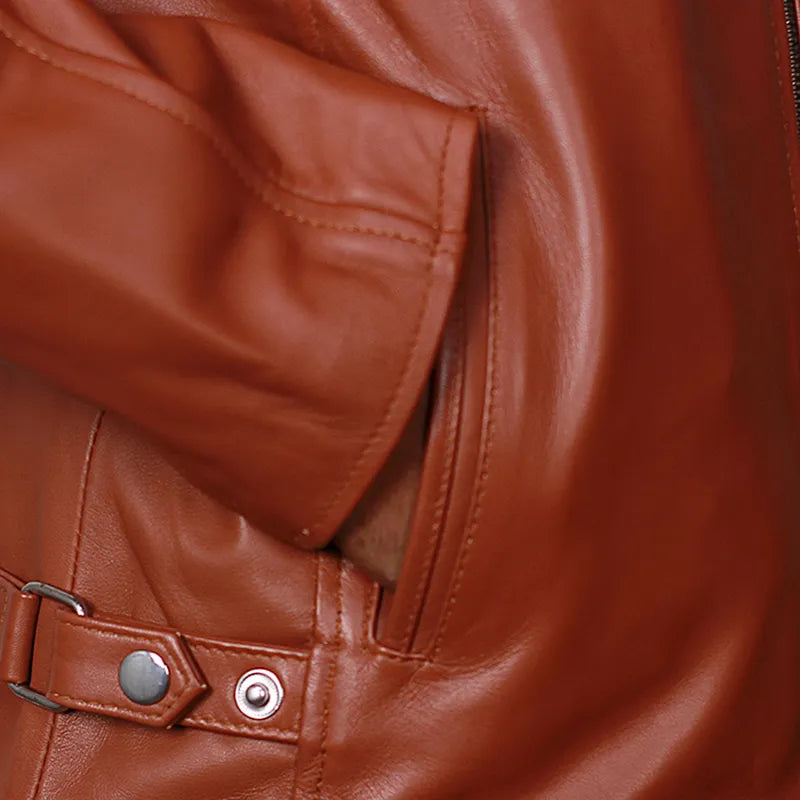 Cafe Racer Brown Retro Style Biker Leather Jacket