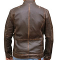 Men's Biker Cafe Moto Racer Brown Genuine Leather Jacket