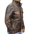 Men's Biker Cafe Moto Racer Brown Genuine Leather Jacket