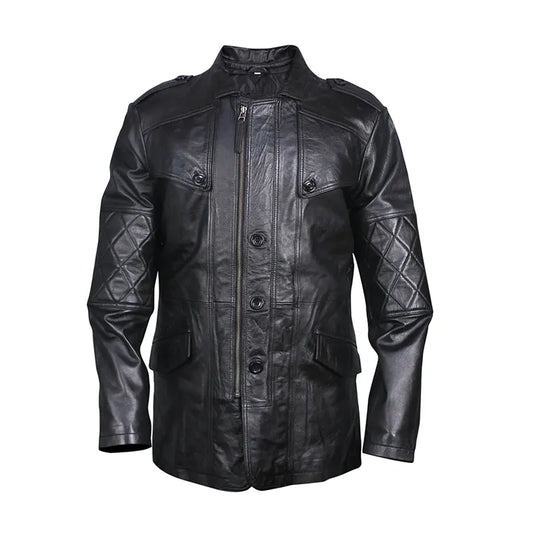 Classical Biker Retro Genuine Leather Pea Coat