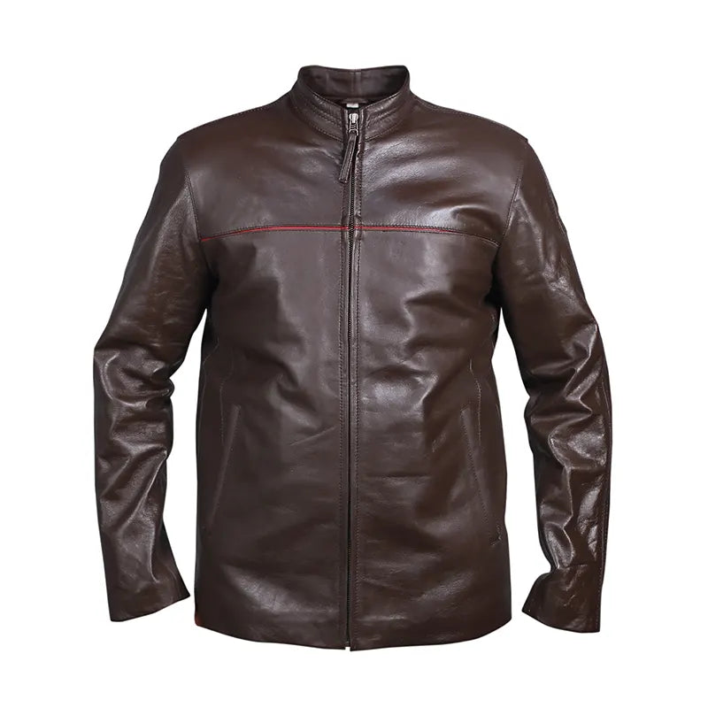 Dark Brown Men's Casual Leather Jacket