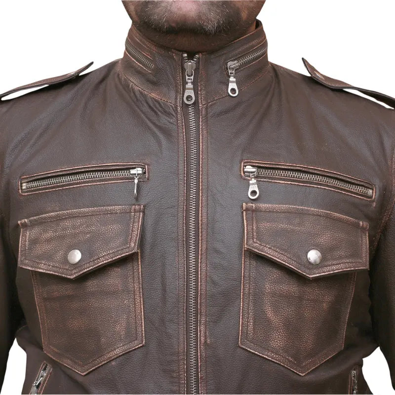 Brown Biker Leather Jacket