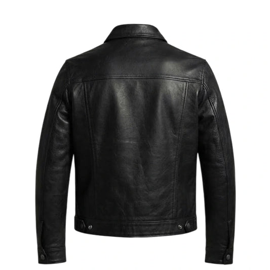 Jensen Huang Signature Black Leather Trucker Jacket