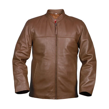Light Brown Men's Casual Biker Leather Jacket