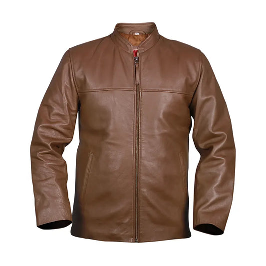Light Brown Men's Casual Biker Leather Jacket
