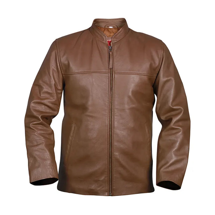 Light Brown Men's Casual Biker Leather Jacket