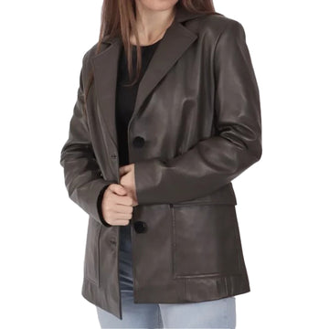Women’s Brown Leather Blazer