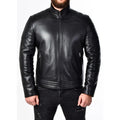Men Padded Black Leather Biker Jacket