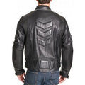 Men Padded Black Biker Leather Jacket