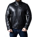 Men Sheepskin Black Leather Biker Jacket