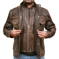 Men's Biker Cafe Moto Racer Brown Genuine Leather Jacket