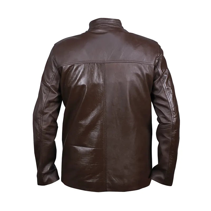 Dark Brown Men's Casual Leather Jacket