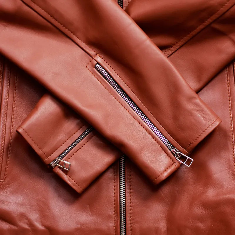 Cafe Racer Brown Retro Style Biker Leather Jacket