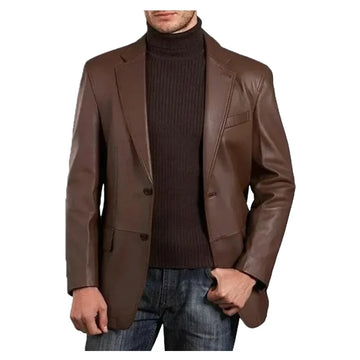 Men’s Classic Brown Leather Blazer