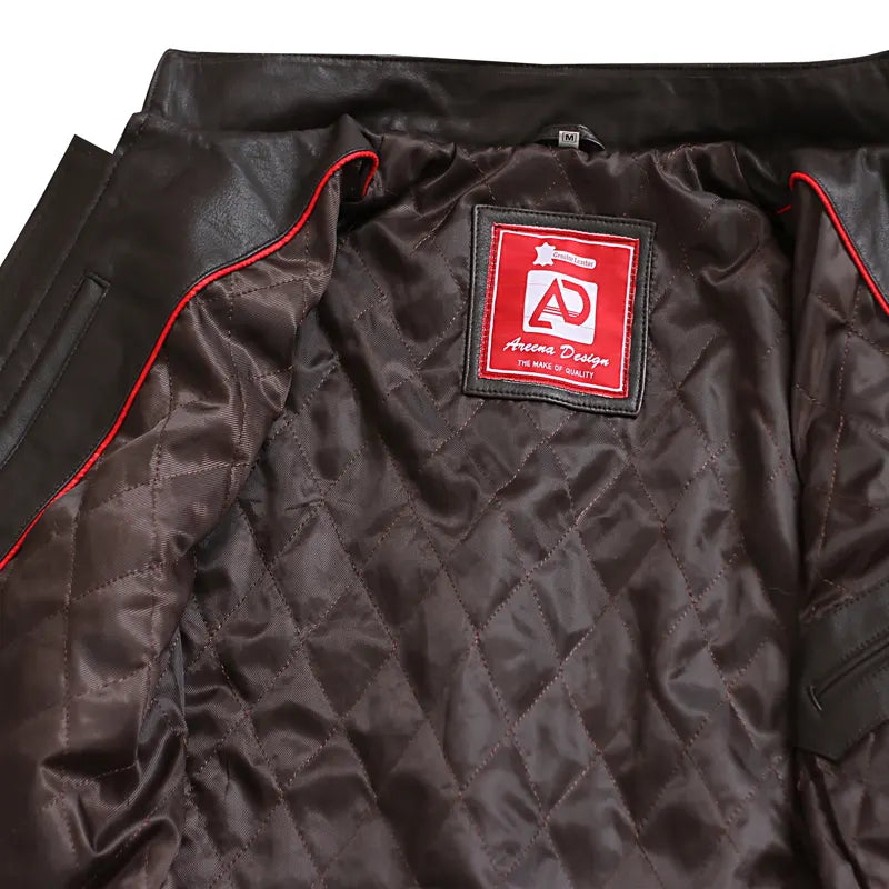 Distressed Dark Brown Biker Leather Jacket For Men