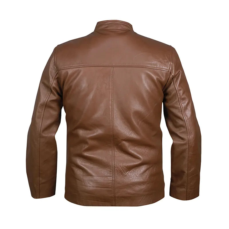 Light Brown Men's Casual Biker Leather Jacket