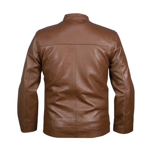 Light Brown Men's Casual Biker Leather Jacket