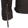Distressed Dark Brown Biker Leather Jacket For Men