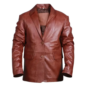 Men’s Slim fit Brown Leather Blazer