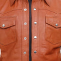 Infinity Retro Tan Leather Shirt Jacket