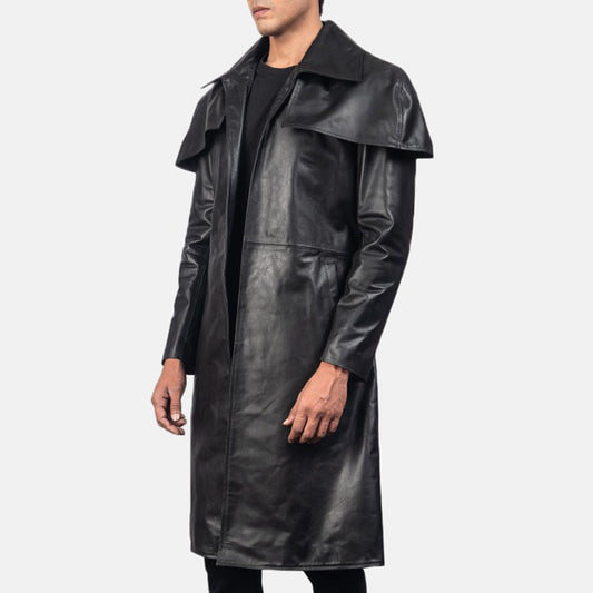 Classic Black Leather Duster