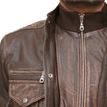 Men's Biker Cafe Moto Racer Brown Genuine Leather Jacket