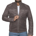 Classic Biker Cafe Racer Leather Jacket For Men's