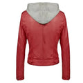 Women's Slim Fit Hooded Leather Jacket