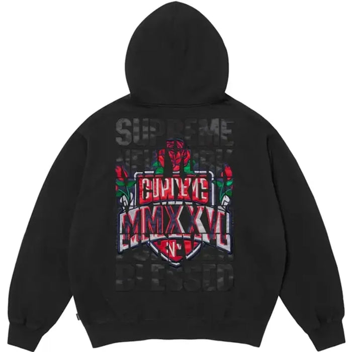 Supreme Blessed Appliqué Black Zip Up Hoodie