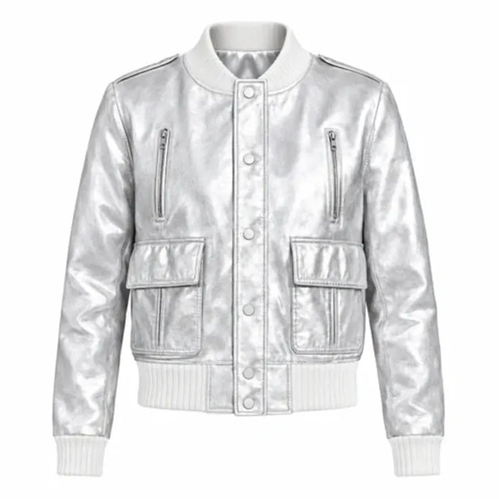 Surprise Concert Silver Leather Jacket
