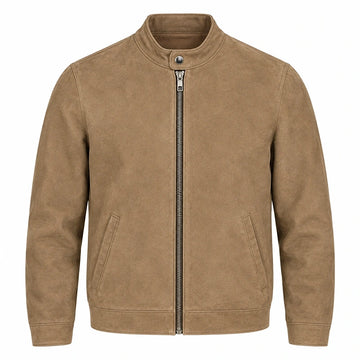 Tan Suede Motorcycle Racer Jacket