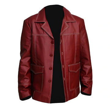 Tyler Durden Fight Club Red Leather Jacket