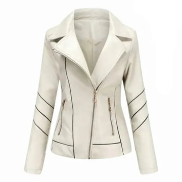 Women White Genuine Leather Jacket