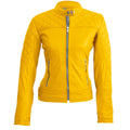 Women Yellow Quilted Stylish Premium Leather Jacket