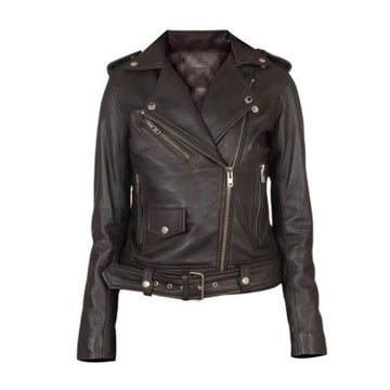 Women Alison Brown Biker Jacket