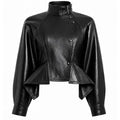 Women's Black Cropped Leather Pilot Jacket