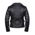 Women's Double-Breasted Black Leather Blazer