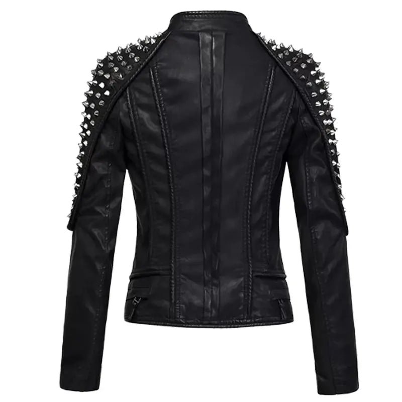 Women's Punk Style Studded Leather Jacket