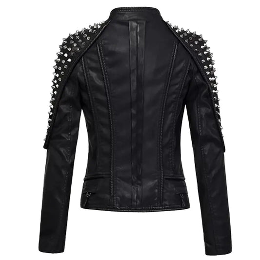 Women's Punk Style Studded Leather Jacket