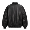 Women's Oversized Black Faux Leather Bomber Jacket