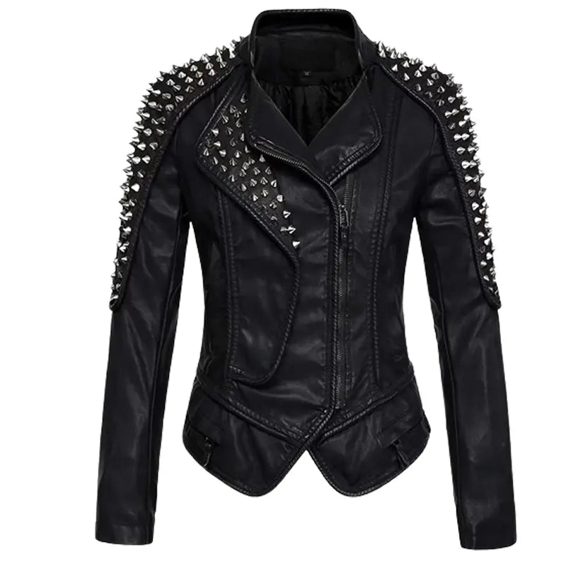 Women's Punk Style Studded Leather Jacket