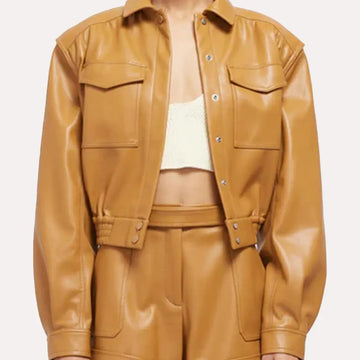 Women’s Tan Brown Bomber Leather Jacket